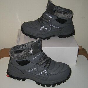 Women's Fur Lined Hiking Booties, Size 7.5, Gray